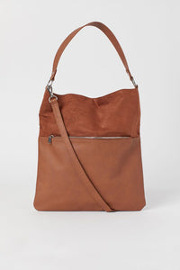 Mixed Suede and Leather Side Bag