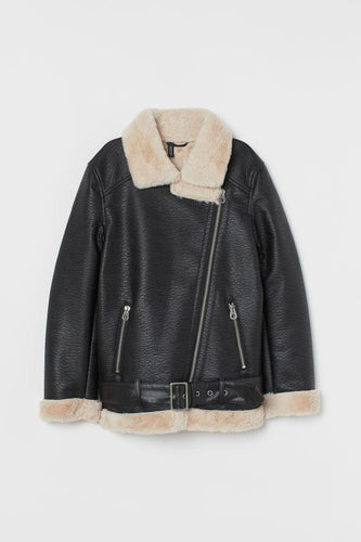 Fur Trim Leather Coat