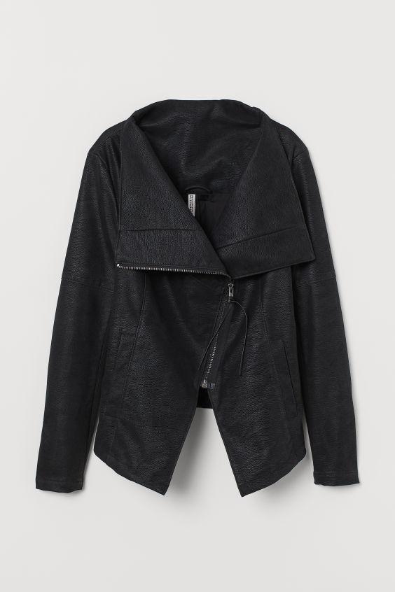 Leather Flap Collar Coat